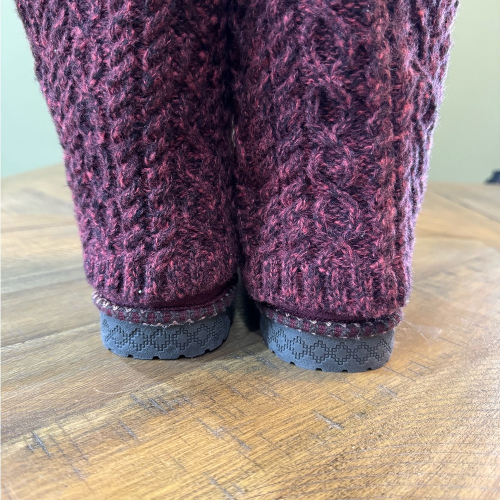 Muk Luks Women’s Burgundy Jackie Knit Faux Suede Mid-Calf Boots Size 9 - Picture 10 of 15